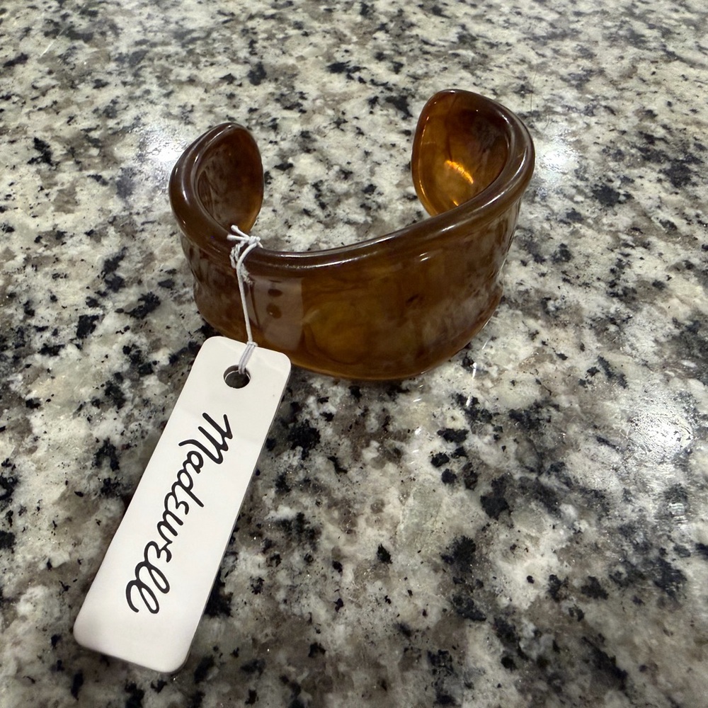Madewell Brown Resin Sculptural Wide Cuff Bangle Bracelet